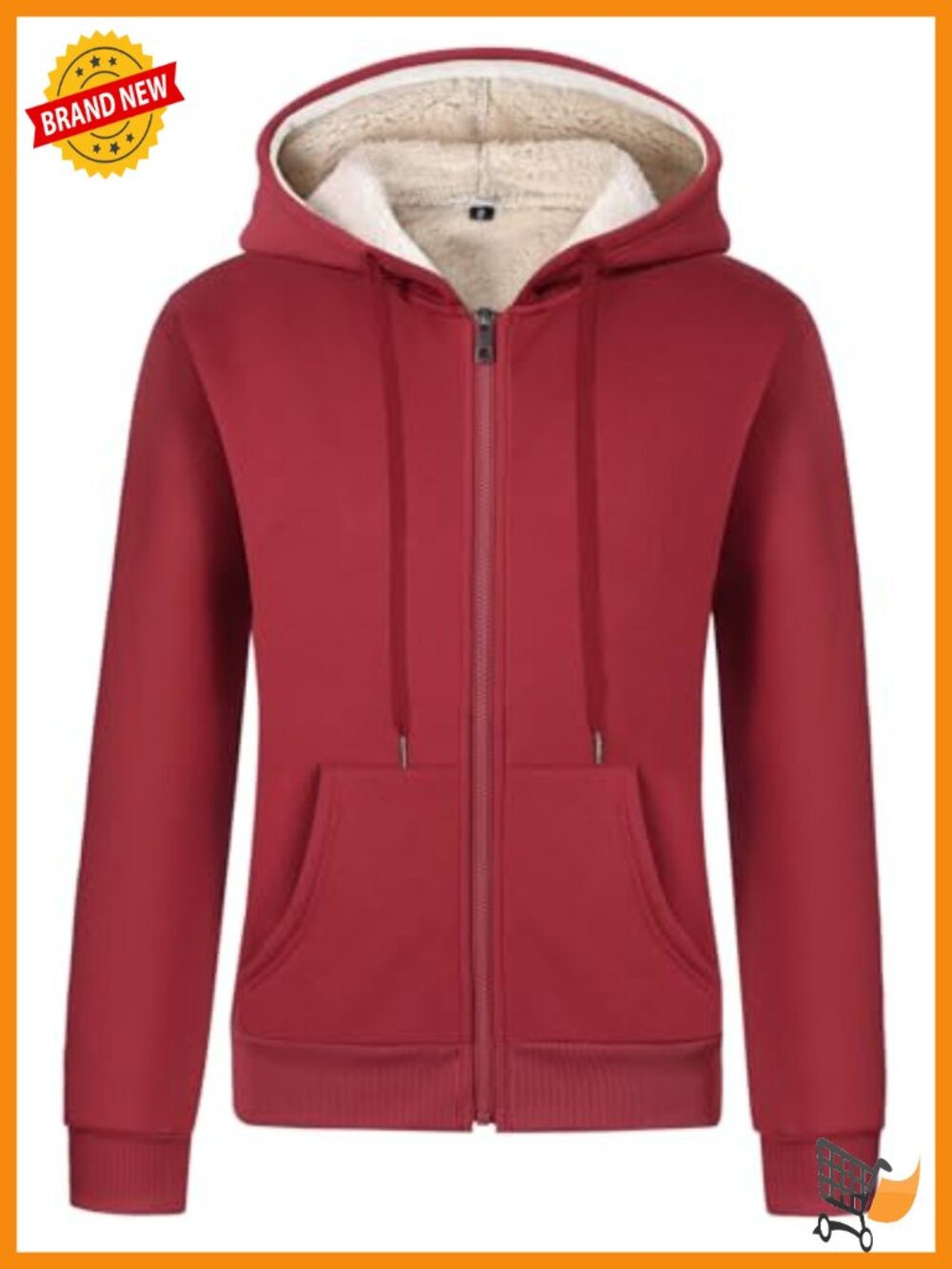 Sherpa Lined Hooded Zip Up Sweatshirt Fleece Jacket Warm Winter